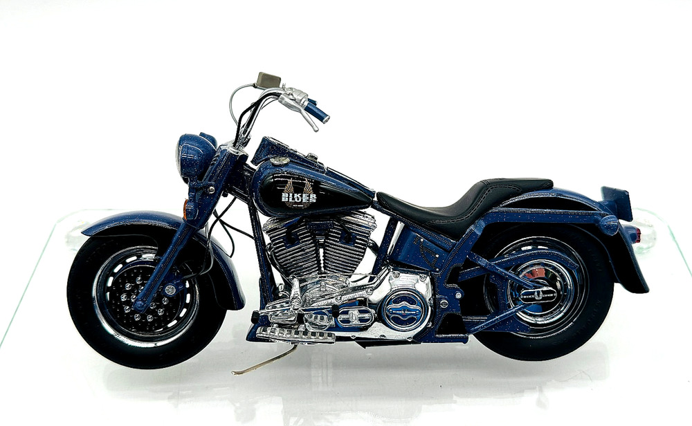 Vtg Franklin Mint Harley Davidson Biker Blues Blues Missile Fat Boy 1:10 Diecast